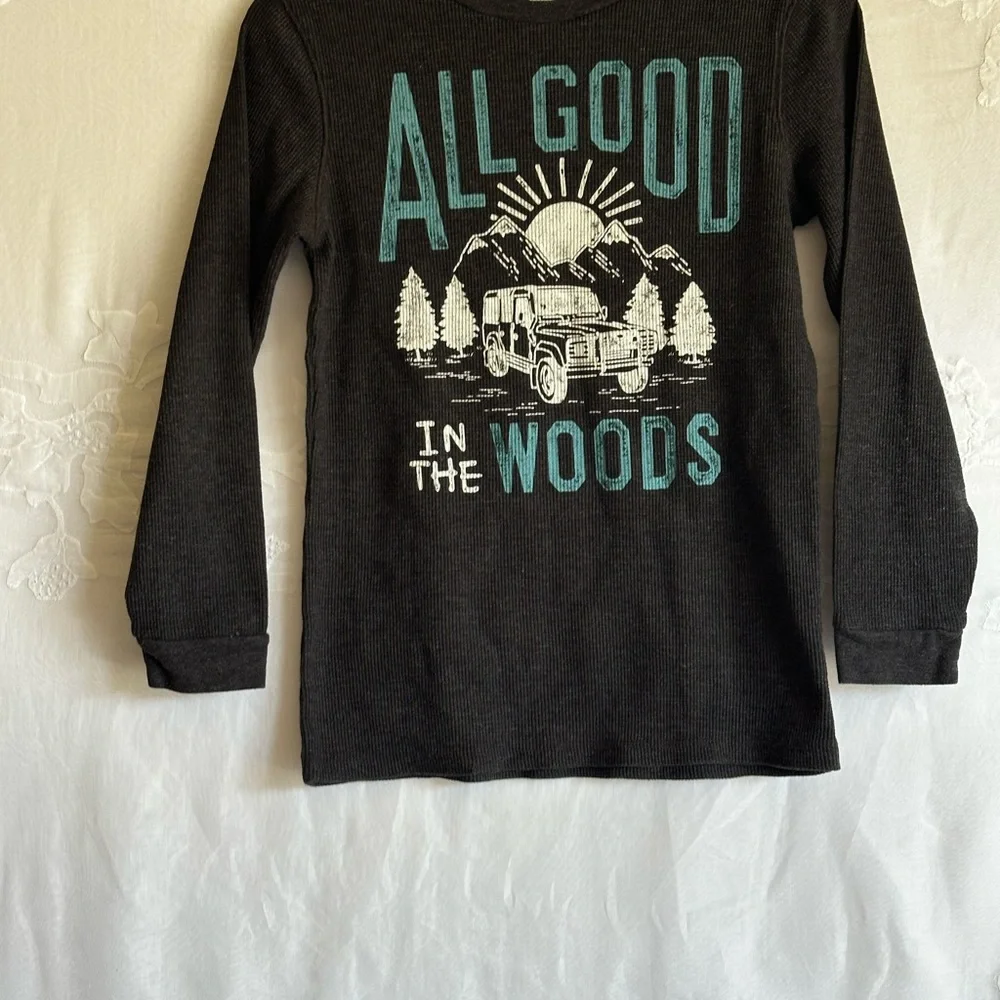 Old Navy Black 'All Good in the Woods' Long Sleeve Tee Termal